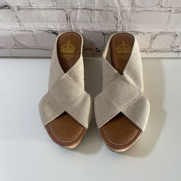 Crown Vintage Shoes - Crown Vintage Women's Cream Wedge Sandals